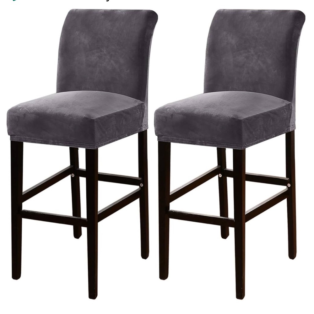 EUC Gray “Seat Covers” Velvet for High Back Chair One set of covers for 2 chairs
